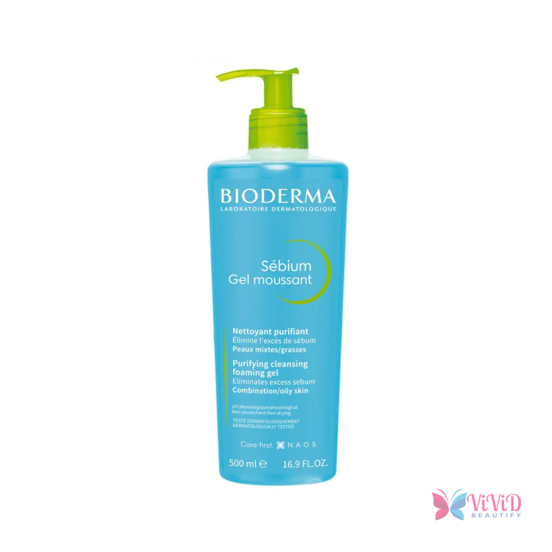 Bioderma Sebium Gel Moussant Purifying Cleansing Foaming Gel for Combination to Oil Skin 500ml