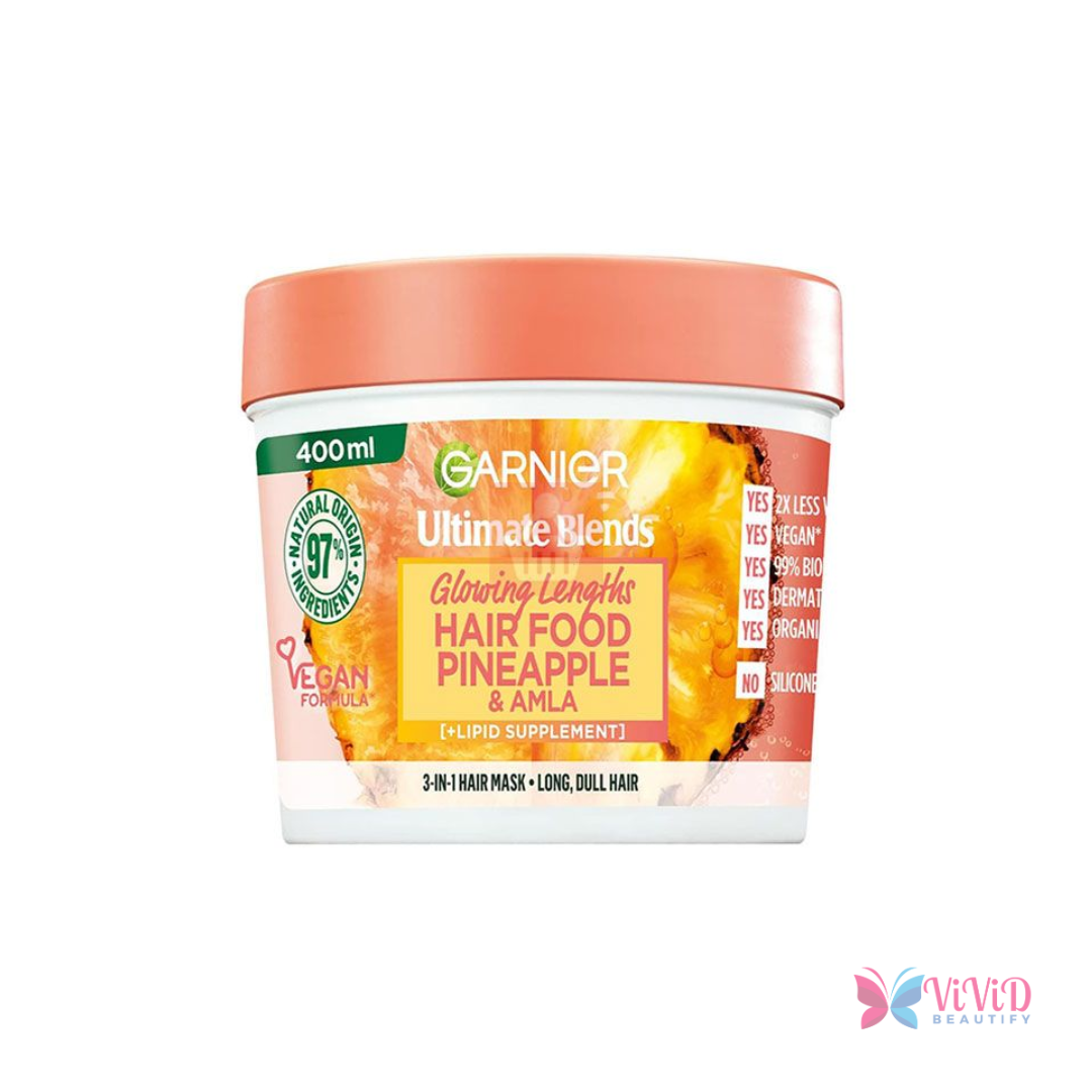 Garnier Ultimate Blends Glowing Lengths Pineapple & Amla Hair Food 3-in-1 Hair Mask Treatment 400 ml