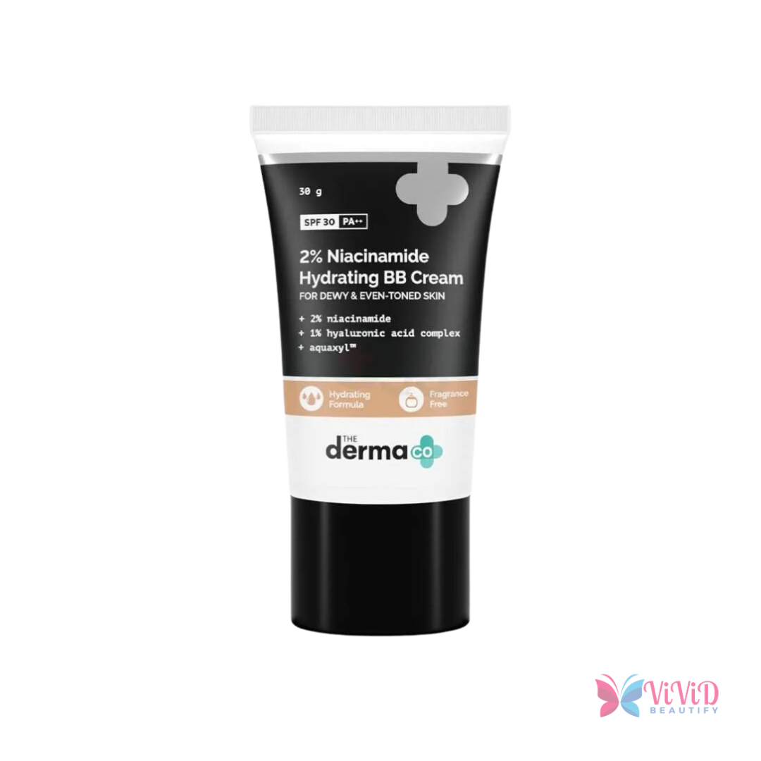 Derma Co 2% Niacinamide Hydrating BB Cream with 1% Hyaluronic Acid Complex & Aquaxyl 30g