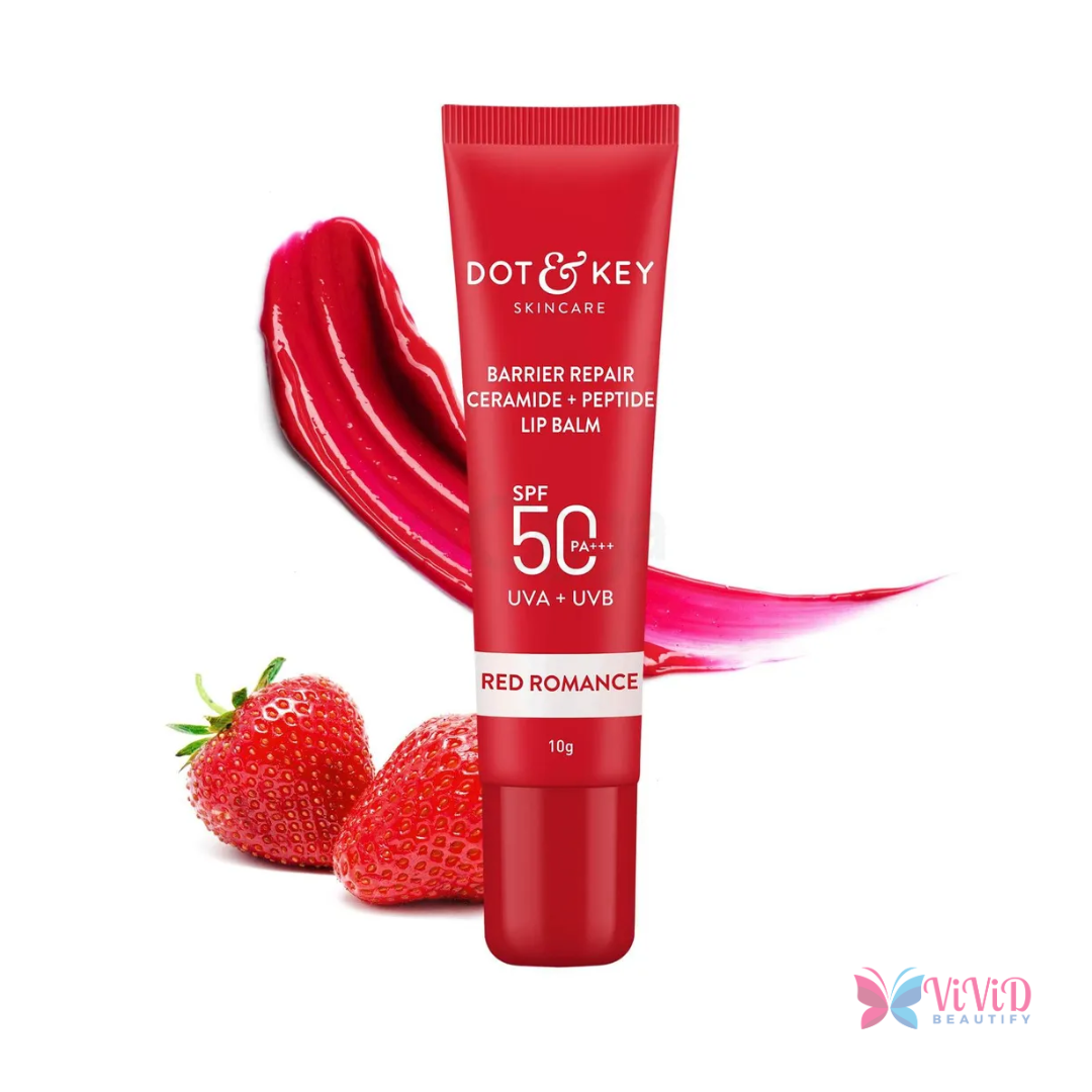 Dot & Key Ceramide & Peptide Barrier Repair Lip Balm SPF 50, PA+++| Red Romance